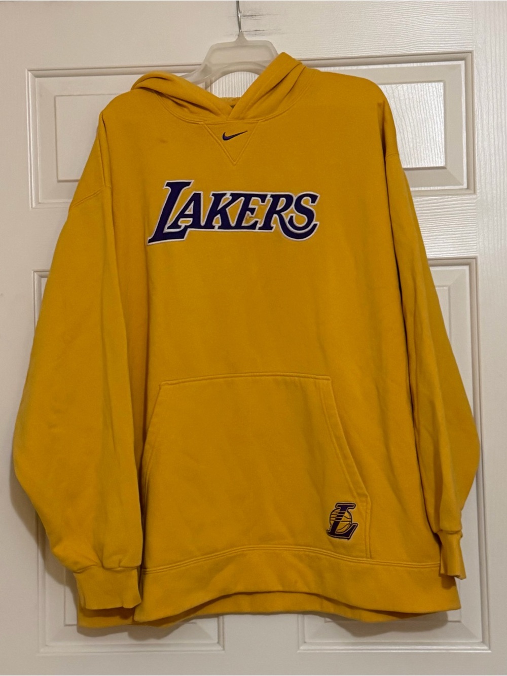 Vintage LA Lakers Los Angeles NBA Nike Center Swoosh Hoodie Sweatshirt Size XXL